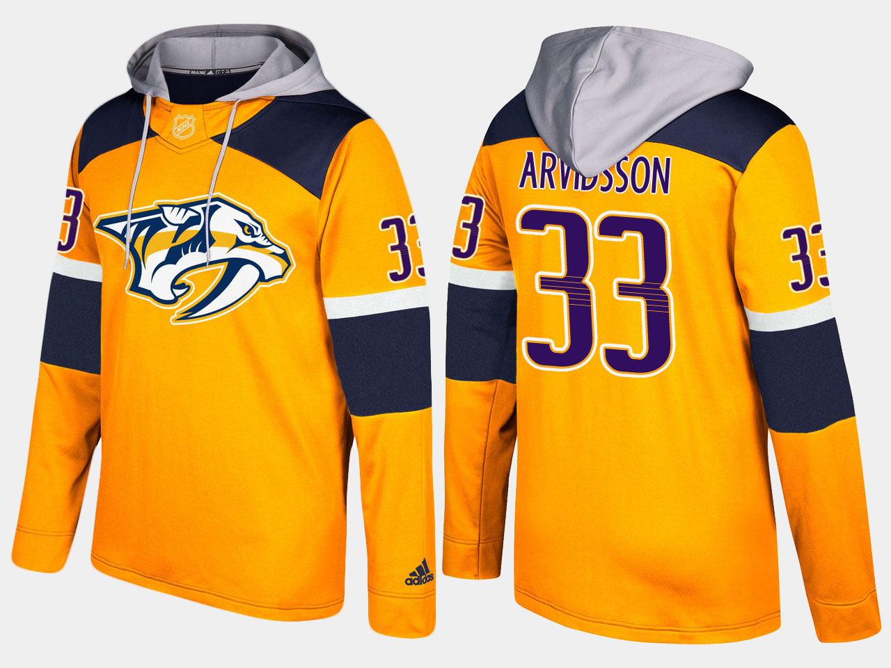 Men NHL Nashville predators #33 viktor arvidsson yellow hoodie